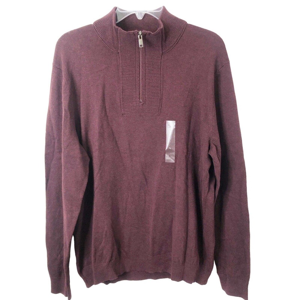Alfani Men's NWT Maroon 1/4 Zip Long Sleeve Sweater Size Large